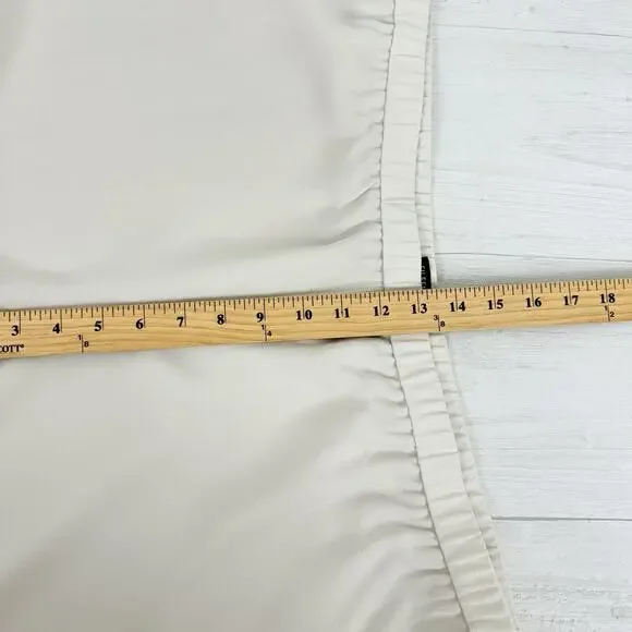 Eileen Fisher Size XL Silk Georgette Crepe Cropped Pants Wide Leg Pull On Bone - Picture 12 of 16